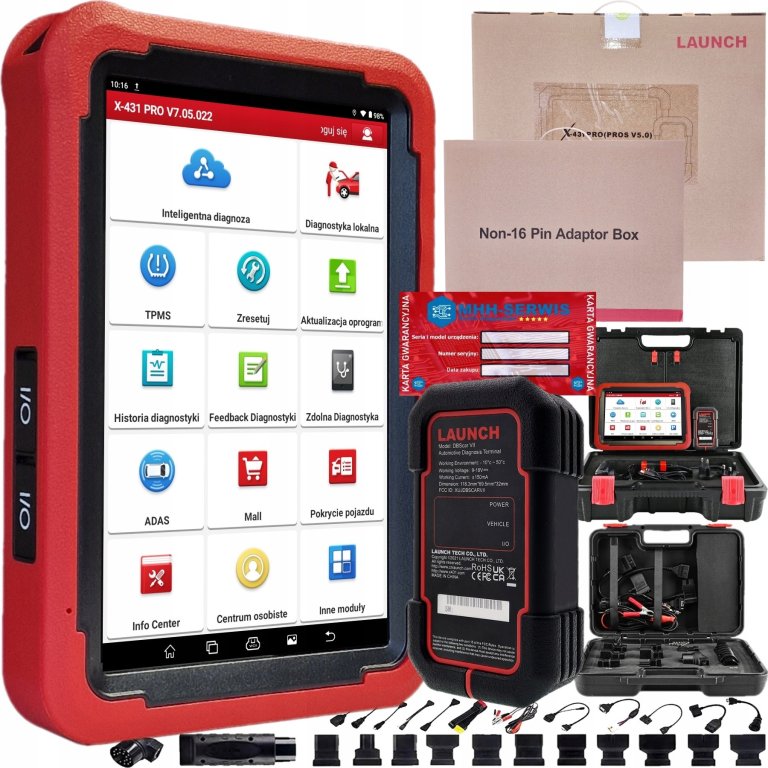 LAUNCH X431 PROS V 5.0 + 2 walizki MODEL CZERWONY 23r JPL 2 LATA AKTU 16