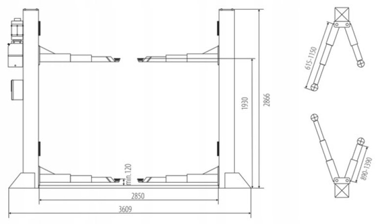 PODNOSNIK-DWUKOLUMNOWY-automatyczny-BESTLIFT-240DER-NA-RAMIE-4T-Marka-Bestlift