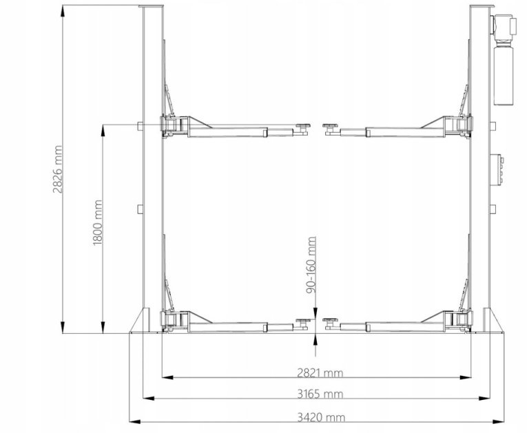 Podnosnik-dwukolumnowy-Nortec-PD4000N-4t-SYMETRYCZNE-RAMIONA-3-SEGMENTOWE-Kod-producenta-PD4000N